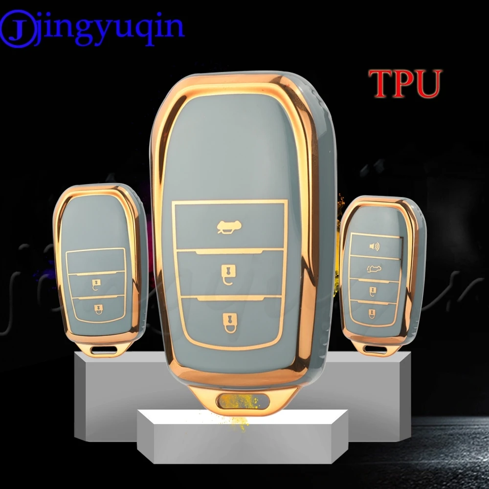 

Чехол JYQ из ТПУ с автоматическим дистанционным управлением для ключей автомобиля для Toyota CHR Hilux Fortuner Land Cruiser 200 Camry Corolla Crown RAV4 Highland Auto