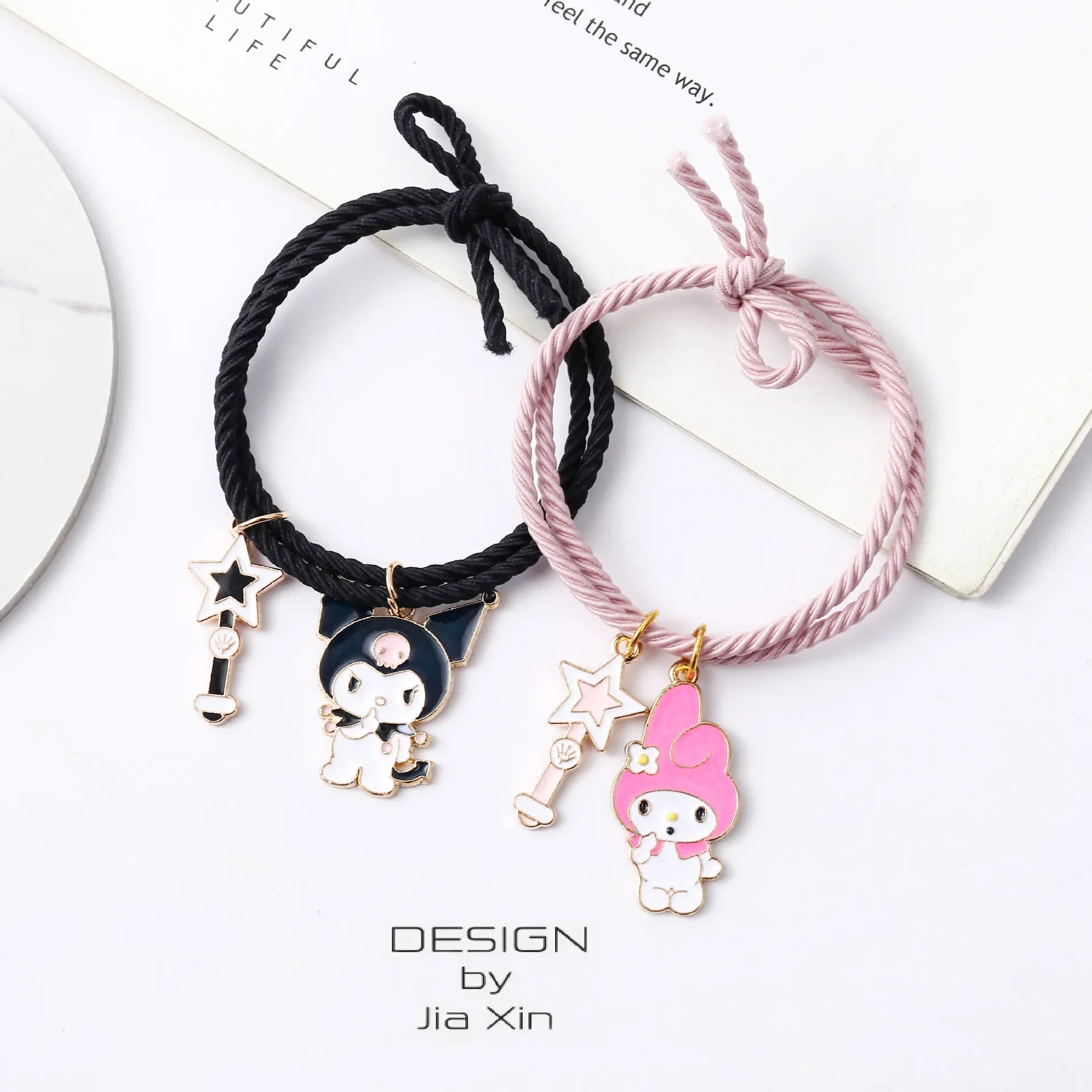 Sanrio anime minha melodia kuromi bonito dos desenhos animados casal pulseira mão das mulheres dos homens presente meninas kawaii borracha presentes