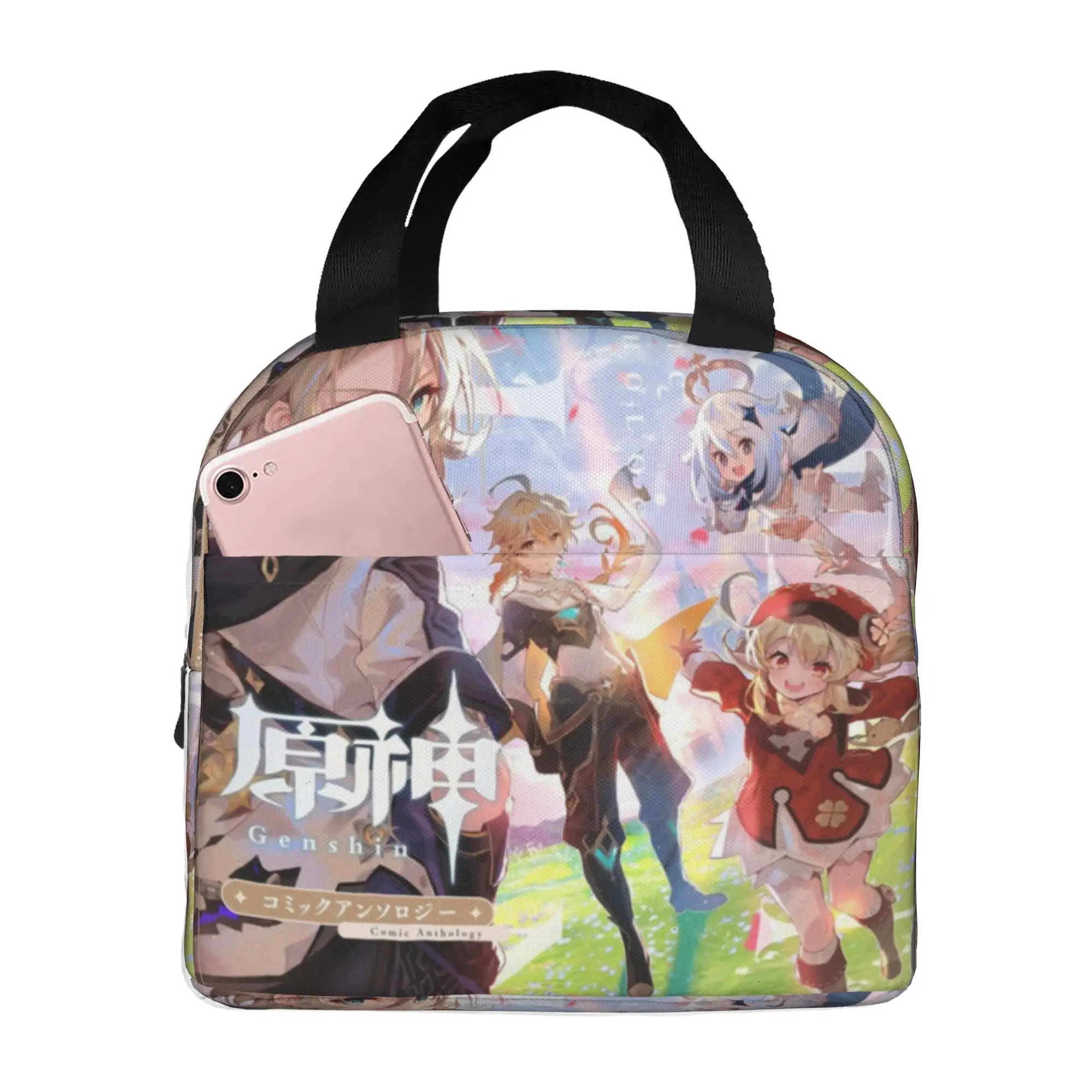 Anime Genshin Impact Insulated Lunch Bag for School Office Manga Kawaii  Waterproof Cooler Thermal Bento Box Women Men