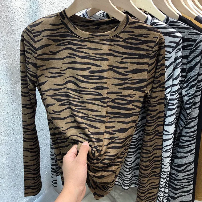 Autumn Clothes New Thread Base Shirt Korean Versatile Top Round Neck Long-sleeved T-shirt for Women's