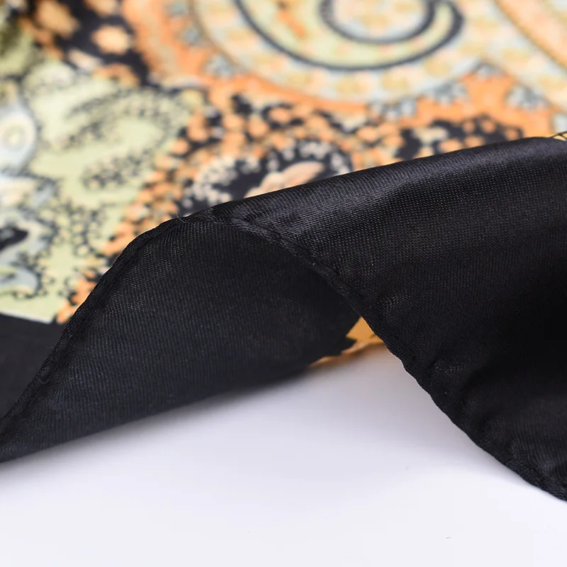Heitou Square Scarf Classic Retro Shawl Printed Towel Scarf Bandana Foulard Silk Wraps 90CM Luxury Pashmina Neckerchief Hijab