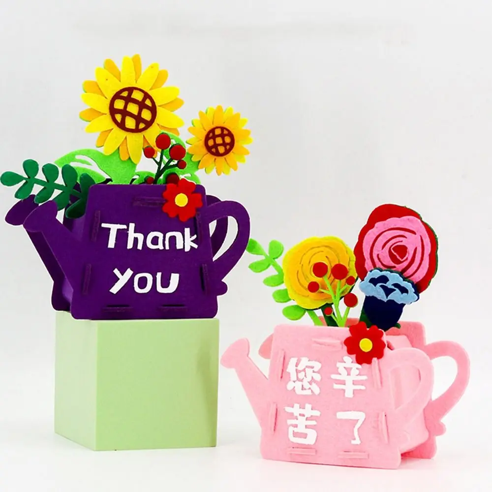 Bouquet DIY Flower Pot Crafts Toys Carnations Sunflower Handmade Potted Plant Non-woven Fabric Learning Parent-child Craft Toy