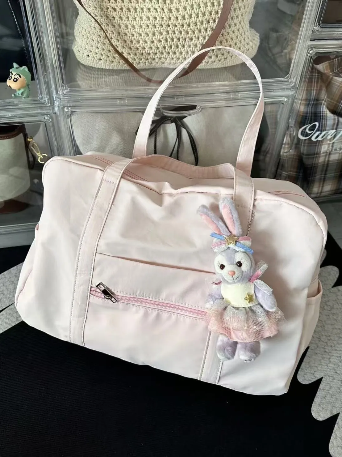 Women Lightweight Nylon Duffle Tote Bag Large Capacity Handbag Multi Pocket Travel Gym Shoulder Bag Casual Weekend Overnight Bag