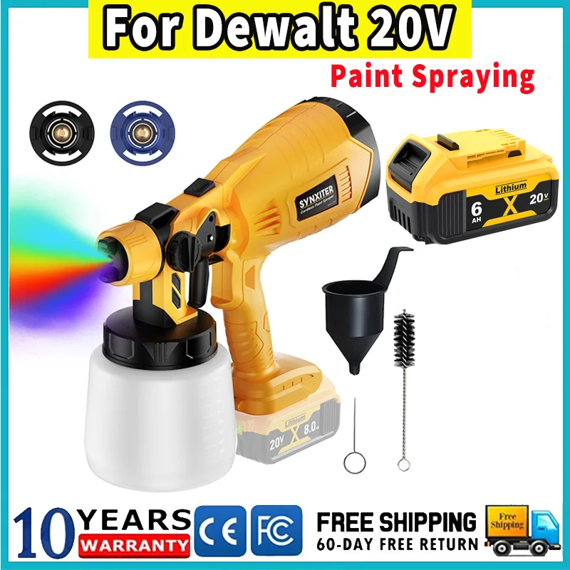 1000ML Cordless Paint Spraying Tools Paint Sprayer For Dewalt DCB200 Battery DCB181 DCB201 DCB609 Multiple Spray Patterns