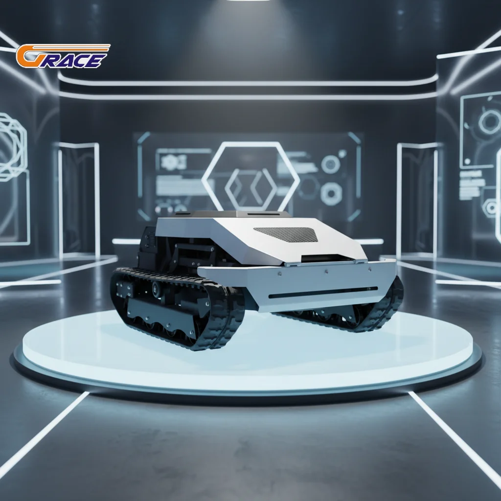 

Cordless GPS Crawler Lawn Mower Remote Control Long Battery Adjustable Cutting Width Garden Use