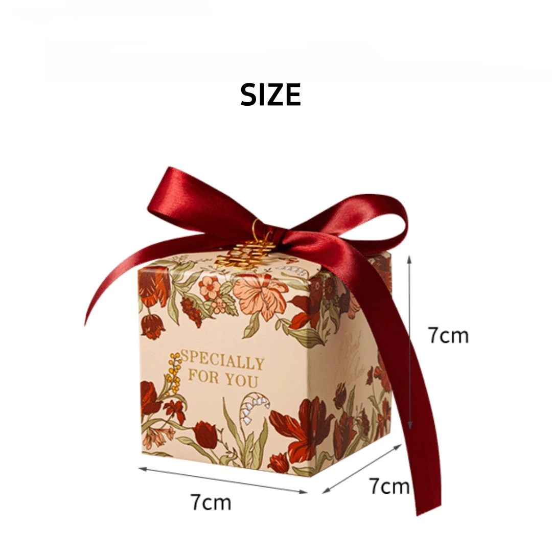 Wedding Favor Candy Box European Style Floral Candy Gift Box with Bow Ribbon Pearl Wedding Party Paper Box Gift Packaging Box