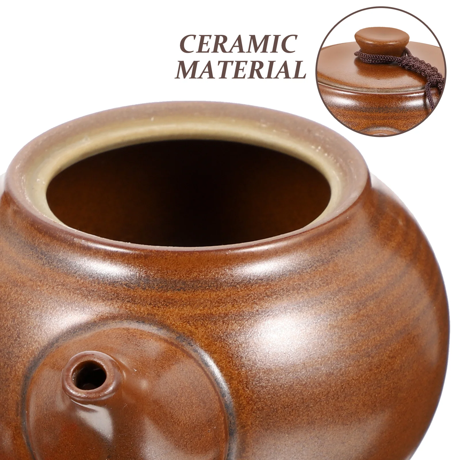 

Ceramic Tea Kettle Retro Style Portable Side Handle Non Slip Handle Kitchen Hotel Loose Tea Boiling Stove Top