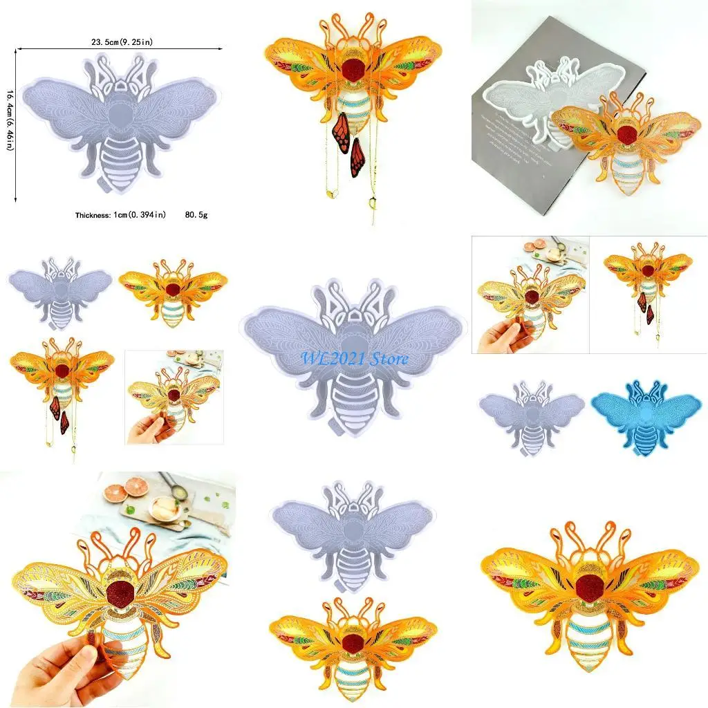 

G5GC Little Bee-shape Ornaments Resin Casting Silicone Mold Woman Storage Decorative Pendant Jewelry Mold for DIY Crafts