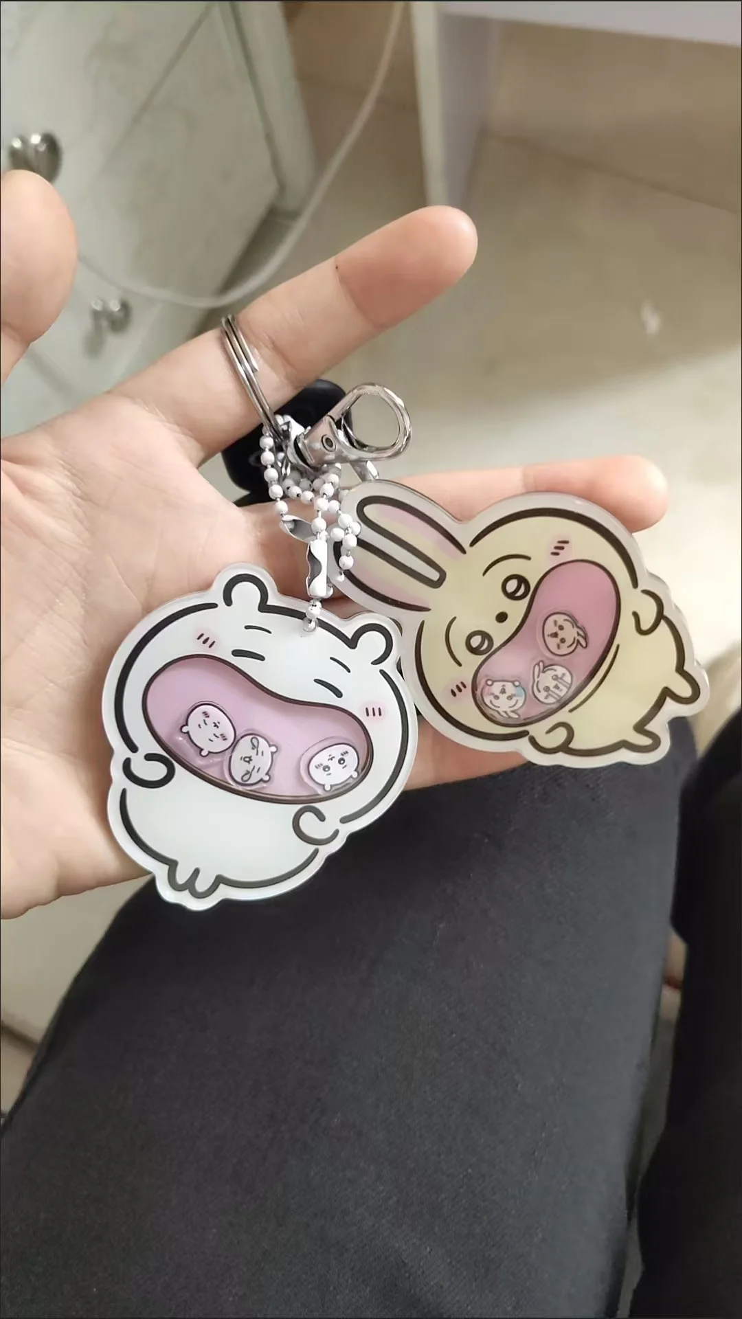 3 Styles Cartoon Character Rocking Pendant Schoolbag Keychain Cute Acrylic Key Toy Student Accessories Gift