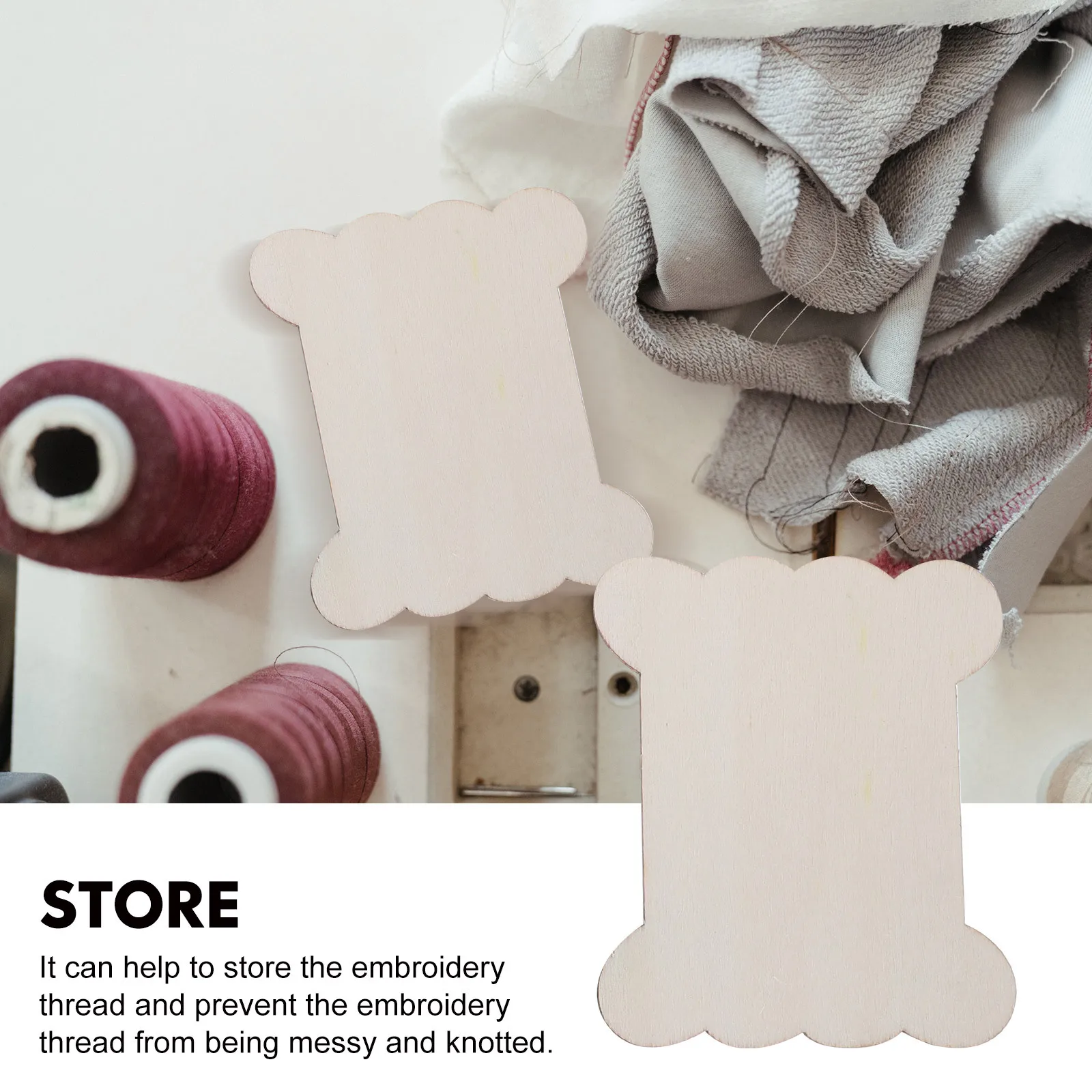 

30Pcs Blank Thread Winding Plates Personalized DIY Wooden Holder Safe Round Corners for Sewing Thread Winding Plates