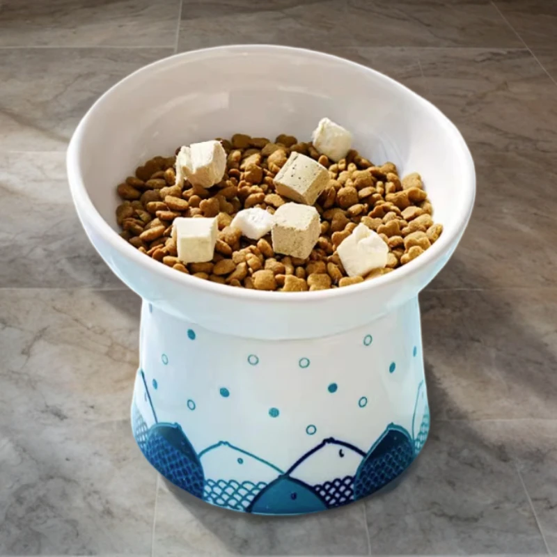 Cuenco de cerámica Para gatos, protector de cuello y columna vertebral, cuenco alto de comida para gatos, cuenco de comida para gatos inclinado Para Gatos, productos para mascotas