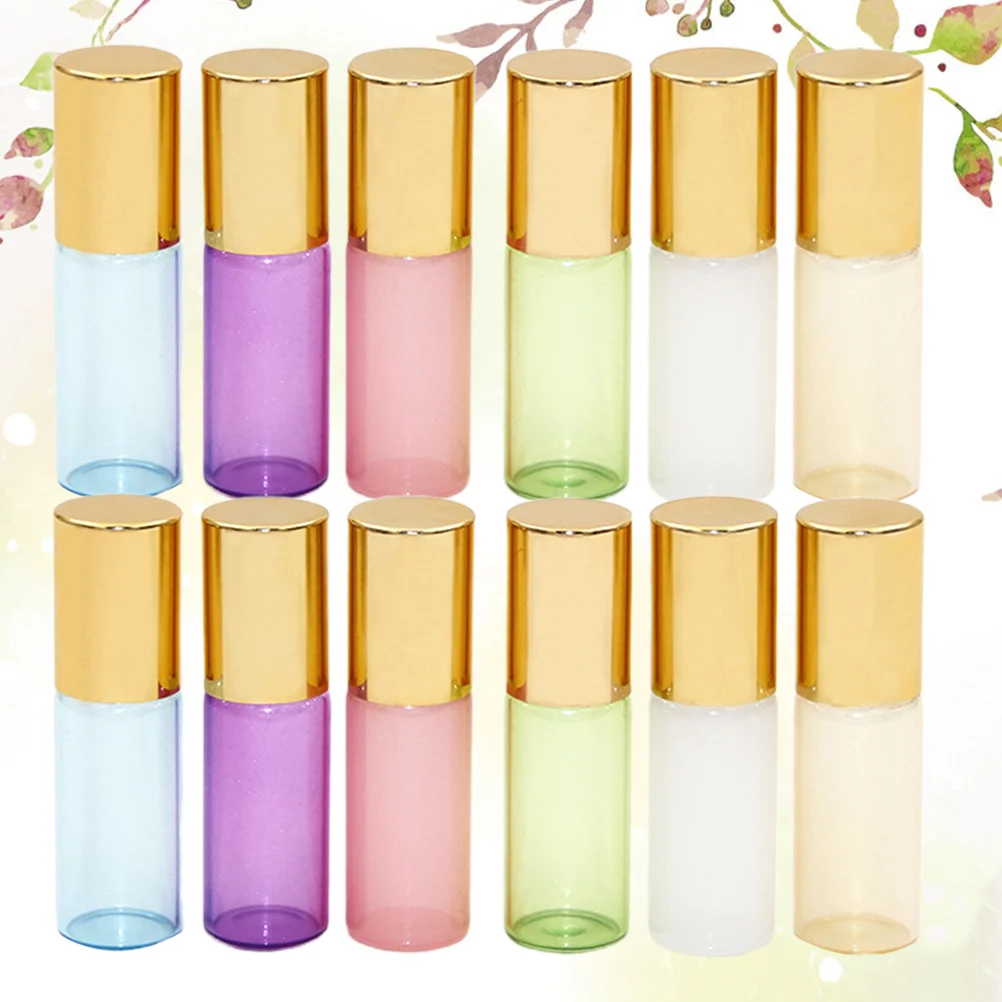 12 Pcs Droplet Bottles Essential Oil Pearlescent Color Empty Travel Leakproof Roller