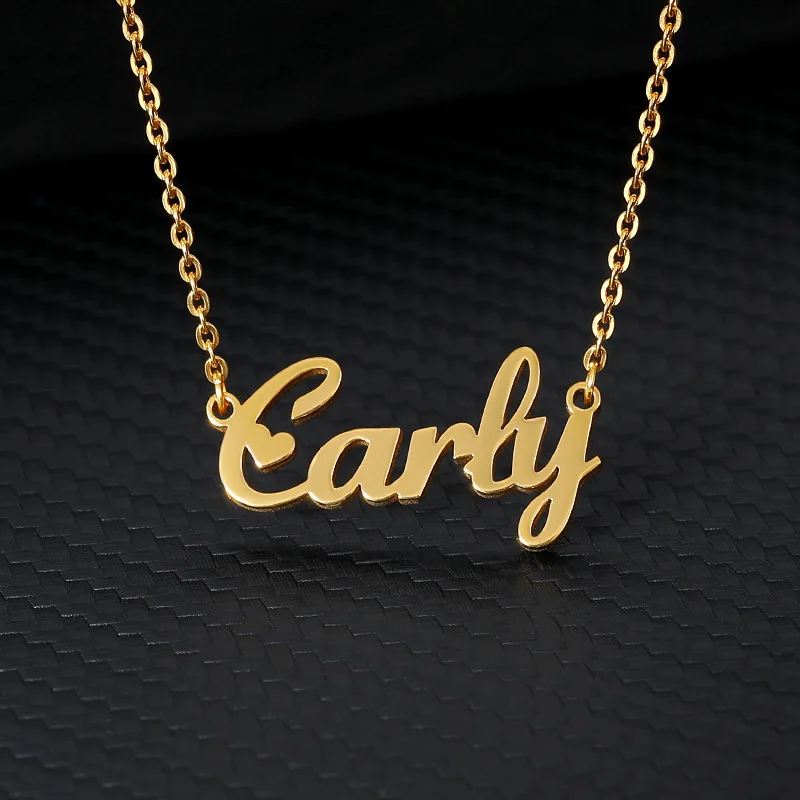 Custom Stainless Steel Diy Private Adjustable Necklaces for Man Women 18K Gold Plated Necklace English Name