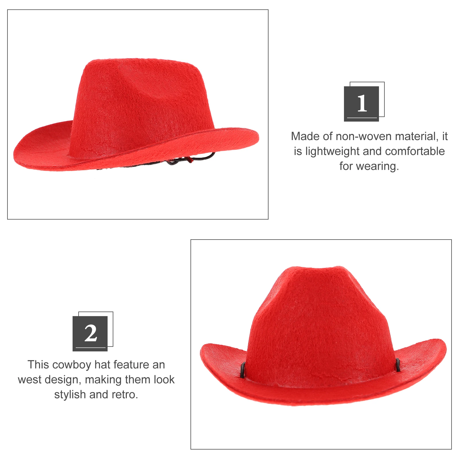 

1pc Western Style Pet Hat For Dogs Kitten Costume Supplies Lightweight Non-Woven Cowboy Hat Chin Strap Retro Party Photography