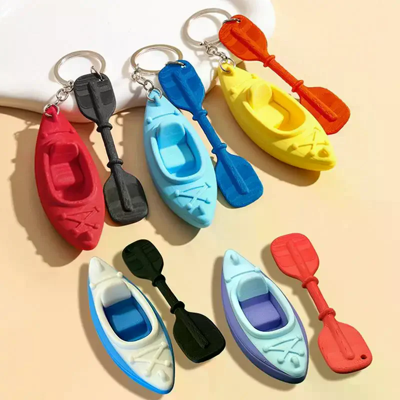 Mini Kayak Keychain with Matching Paddle Vivid Multicolor Cute Key Accessory for School Reward Gift for Primary Students