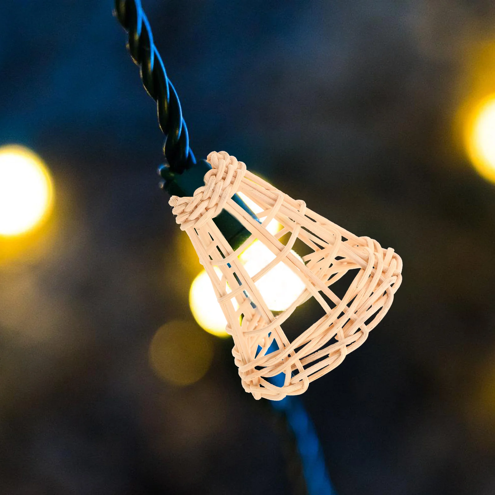 

2Pcs Mini Rattan Lampshades Handwoven Hollow Light Covers Decorative Pendant Lamp Shades for String Lights Boho Rustic Lighting