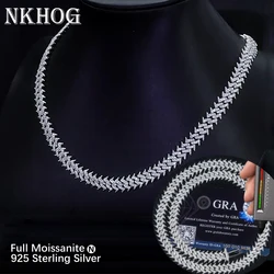 NKHOG Full Moissanite 10mm Necklace Bracelet Hiphop S925 Silver Cuban Chain Diamond 18K Plated Women Men Gifts Fine Jewelry GRA