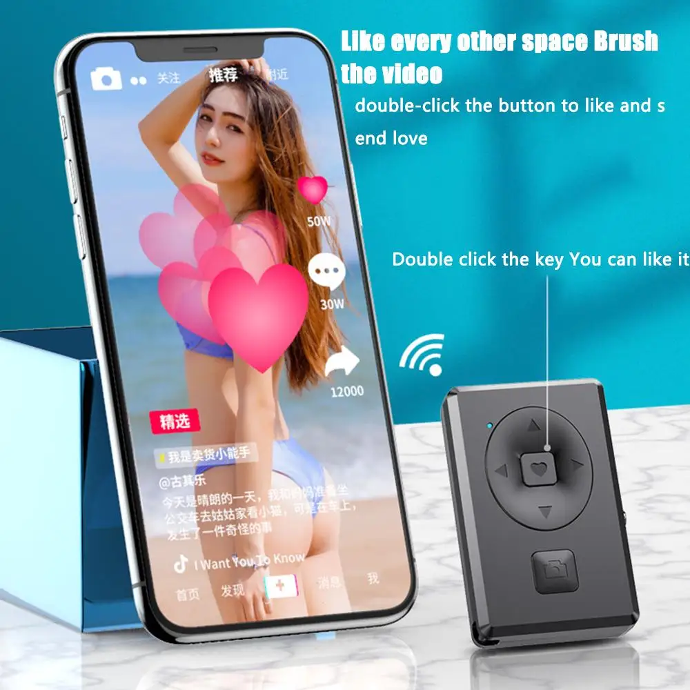 บลูทูธรีโมทคอนโทรล Selfie ชัตเตอร์เพลง Media Play Wireless สำหรับ Ios Android