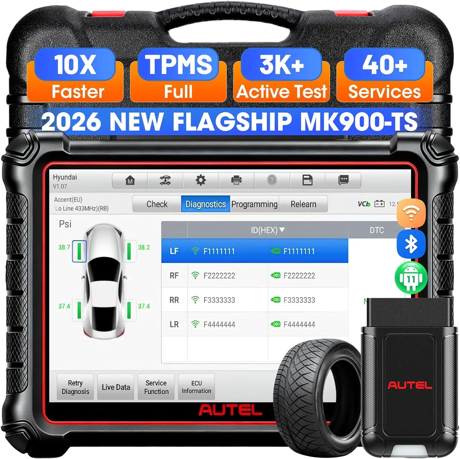 Image of Autel MaxiCOM MK900TS MK900-TS Scanner, verbessert auf MK808S-TS MK900BT MK900 MX900, bidirektionales Diagnosegerät mit Top TPMS-Funktion, alle Systeme CAN FD & DoIP, 3000+ aktive Tests, 40+