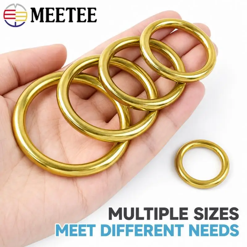 2/5/10Pcs 8-51mm Brass O Ring Buckle Leather Bag Strap Round Ring Hardware Purse Handle Loop DIY Making Sewing Accessories