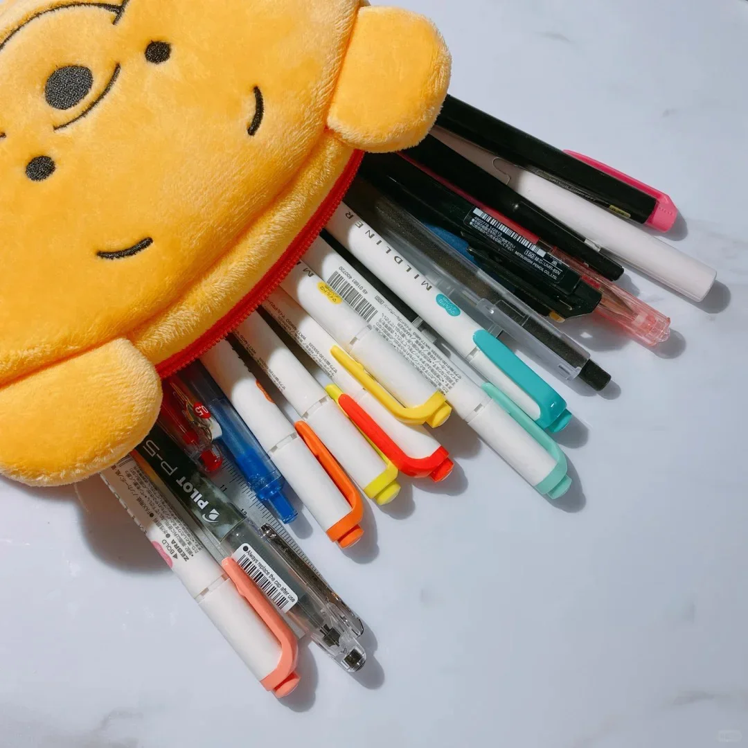 المبيعات الساخنة ويني ذا بوه مقلمة Kawaii سعة كبيرة تخزين سطح المكتب قلم كارتون حقيبة مستحضرات التجميل القرطاسية هدية للأطفال