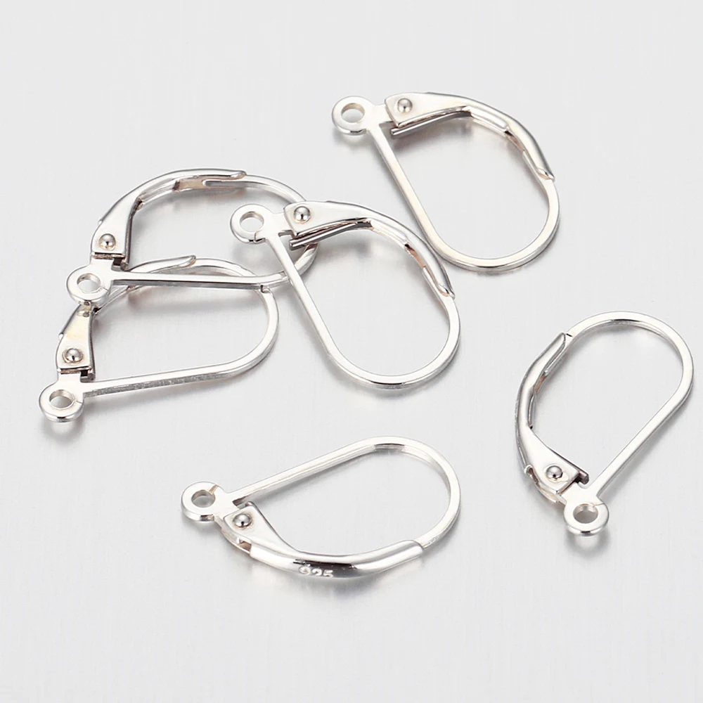 Pendientes de plata de ley 925 con gancho para la oreja, accesorios de Base para joyería DIY, 4 piezas