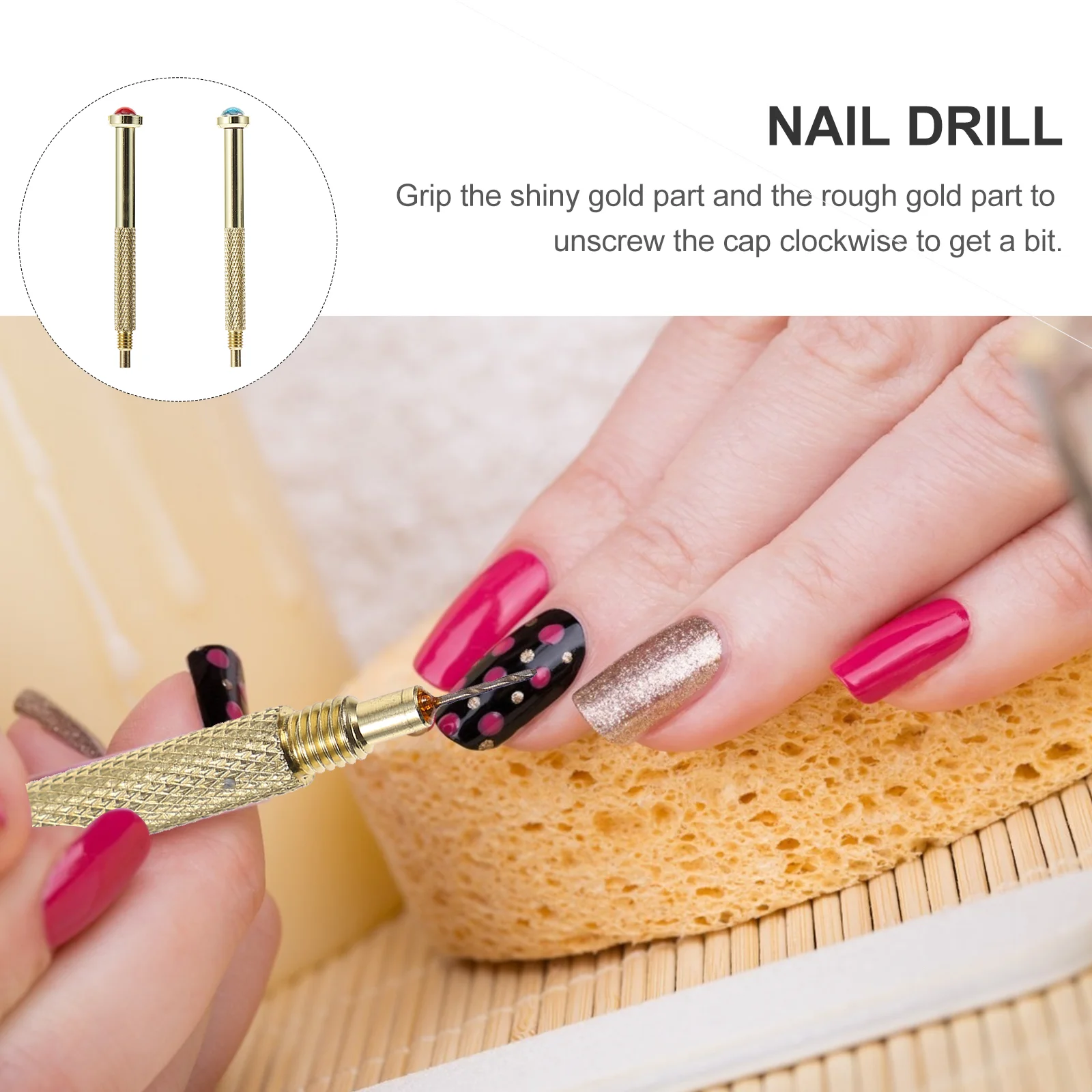 2 個ドリルダングルピアスツール金属ネイルハンドドリルアクセサリージュエリーデバイスチャーム