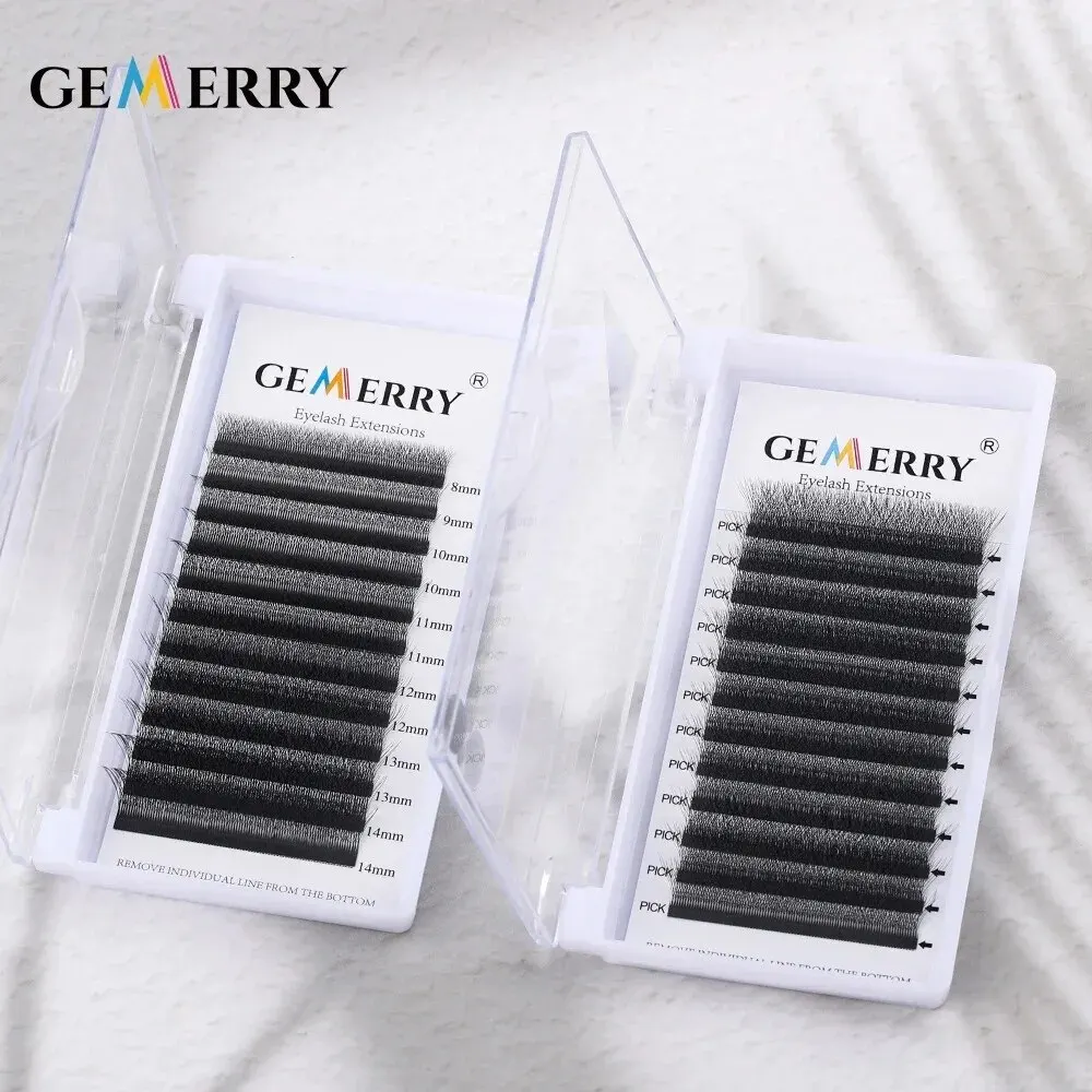 Gemerry 4D/5D/6D W Shape Eyelash Extensions Faux Mink Premade Volume Fans Natural Soft Lashes Automatic Flowering Easy Faning