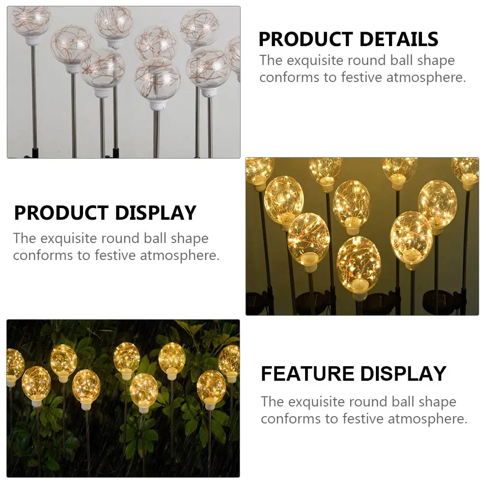 

2pcs Solar Lawn Light Outdoor Yard Patio Decor Waterproof Globe Energy Saving Automatic Landscape Lighting Round Ball Ground
