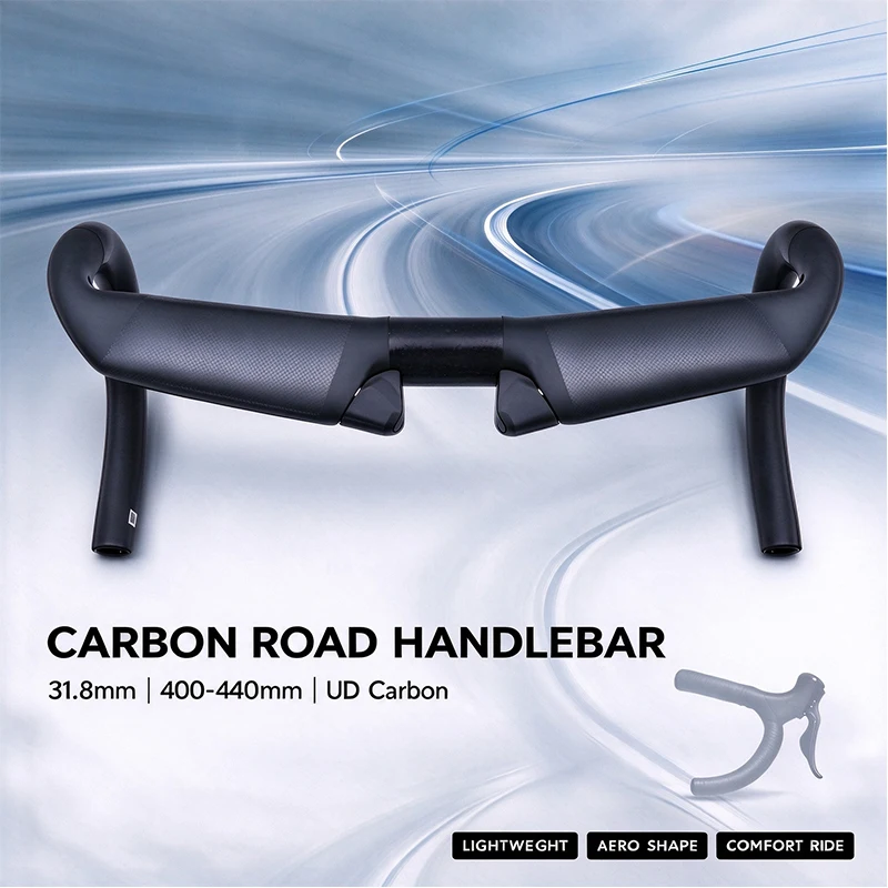 New 3rd Gen Lightweight Carbon Fiber Road Handlebar 380-440mm Internal Cable Routing Full Carbon Bicycle Drop Bar with Fairing
