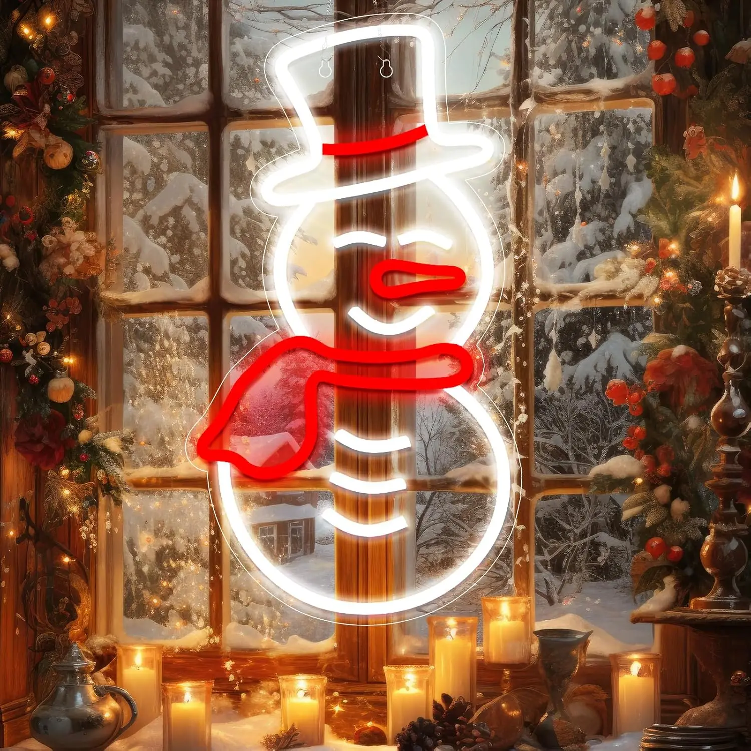 

Snowman Neon Sign for Wall Decor Dimmable Snowman Winter Christmas Lights with USB for Living Room Bedroom Home Party Gift Decor