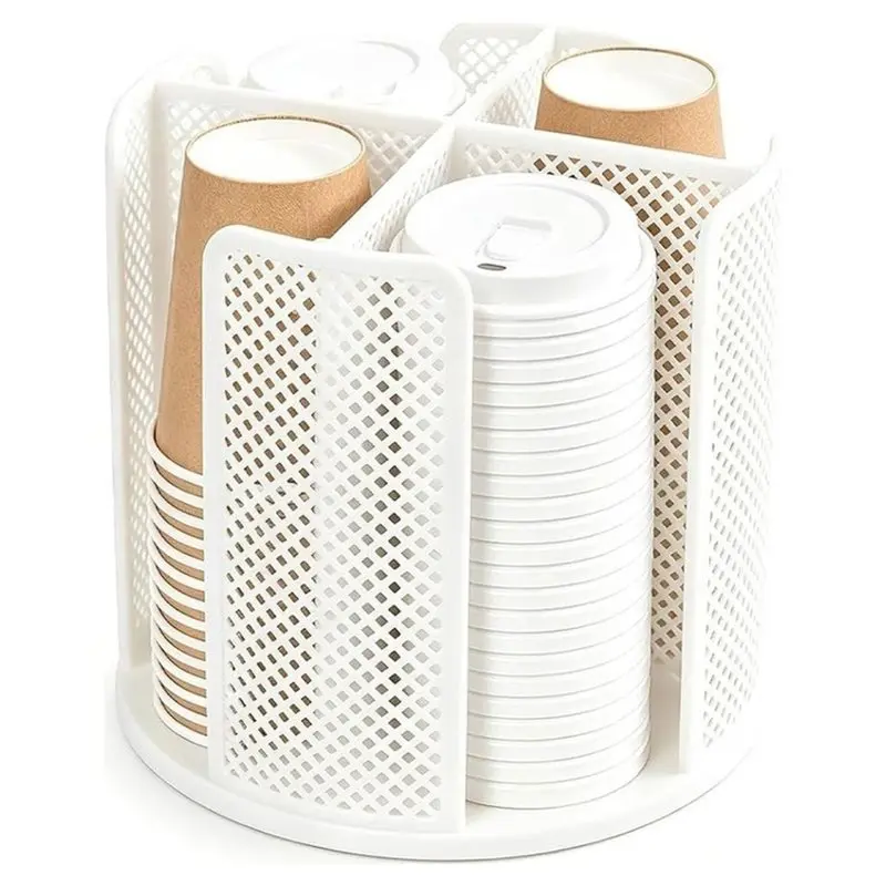 PHFU-Smooth 360° Rotate Carousel,Fits 3Oz-22Oz Disposable Paper Cup Holde, Desktop Storage Organizer For Coffee Station,1PC
