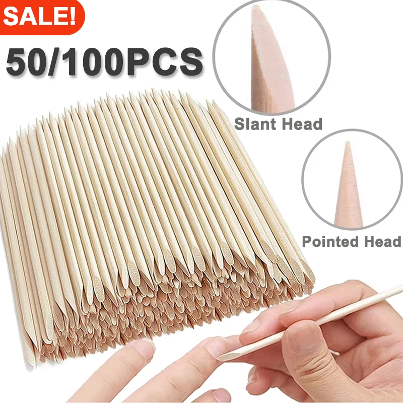 100/50 قطعة مسمار الفن انتهازي البرتقال الخشب العصي هلام البولندية رسم عصا أدوات العناية لمسمار الفن الطبيعي عصا أداة إزالة الجلد الميت