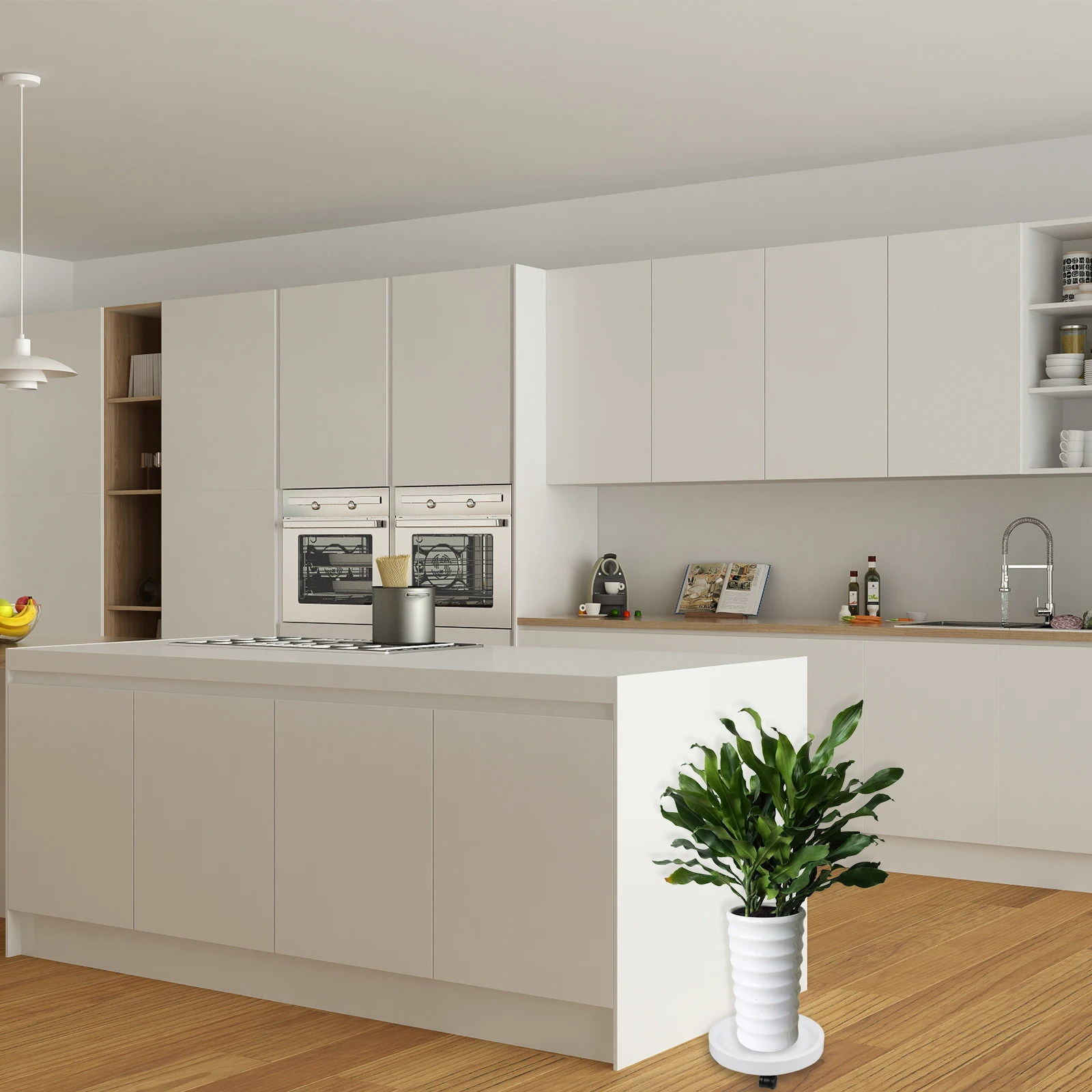 Suporte de pote engrossado resistente à sujeira fosco grande capacidade rolamento planta suporte rodas lisas piso seguro