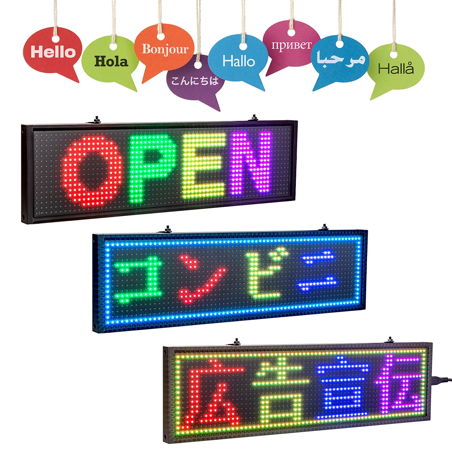 34cm P5MM RGB Led Sign Display Multicolor WiFi Programmable Scrolling Message Board LED Display Screen Multi-language Store Bar