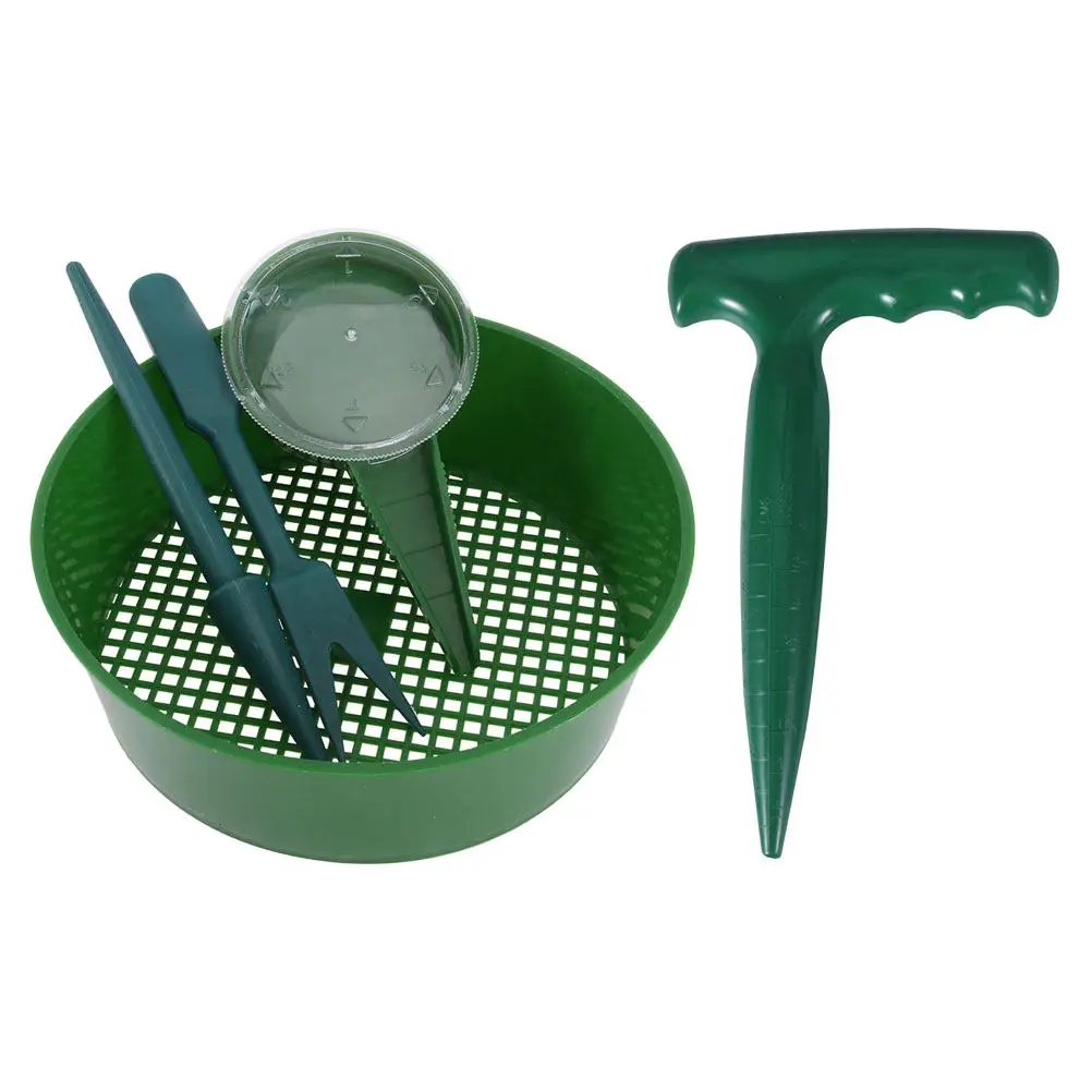 5Pcs Garden Tool Set Multi-Function Plastic Dibber Seeder Transplanter Soil Sieve Cuttage Handheld Seedlings Planting Tools