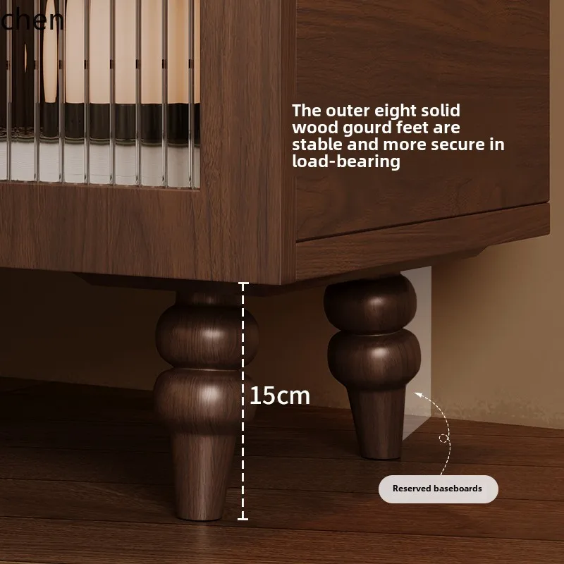 HXL Vintage Sideboard Multifunctional Display Cabinet Wall-Mounted Storage High-Legged Wine Cabinet