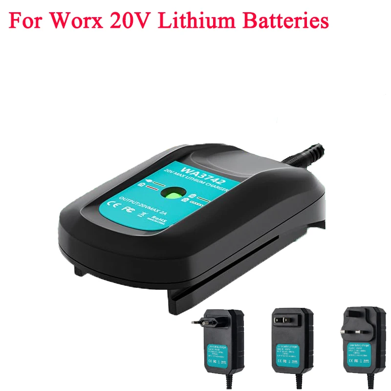 

Portable Replacement Charger Lithium Battery Charger Adapter Compatible for WORX 20V Lithium Battery Power Tools US/EU/UK Plug