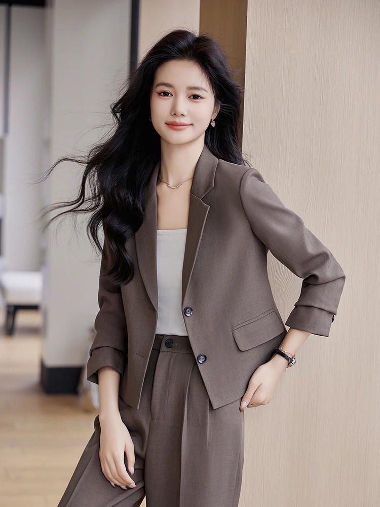 Cé marron ort ensemble de costume femmes décontracté élégance professionnel ort Sle Western manteau printemps automne saison Faion Design