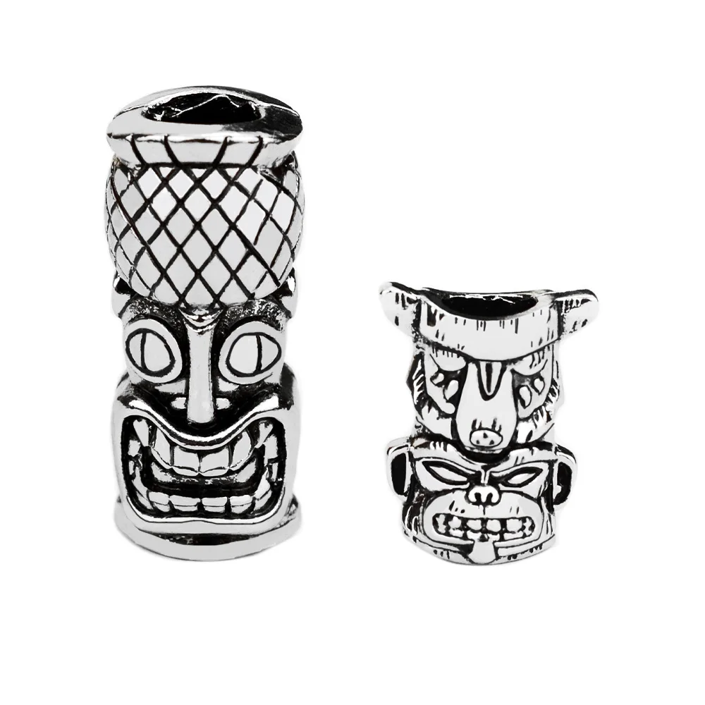 Pagan Hawaii Tiki Tribal Mask Hair DIY Metal Tube Spacer Beards Beads Hair Braid Beard Dreadlock Viking Beard Beads