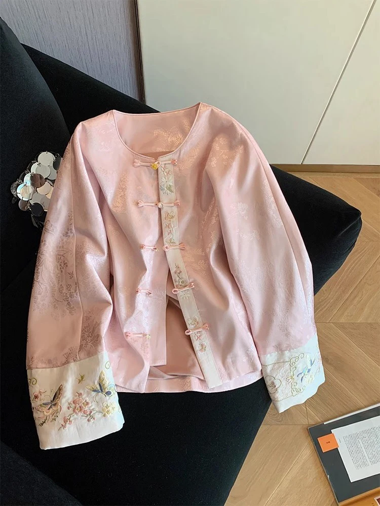 

Новая китайская рубашка-накидка (нейт) для мужчин, весна-осень, нежная, милая, антивозрастная, в стиле тан, с цветочной вышивкой...