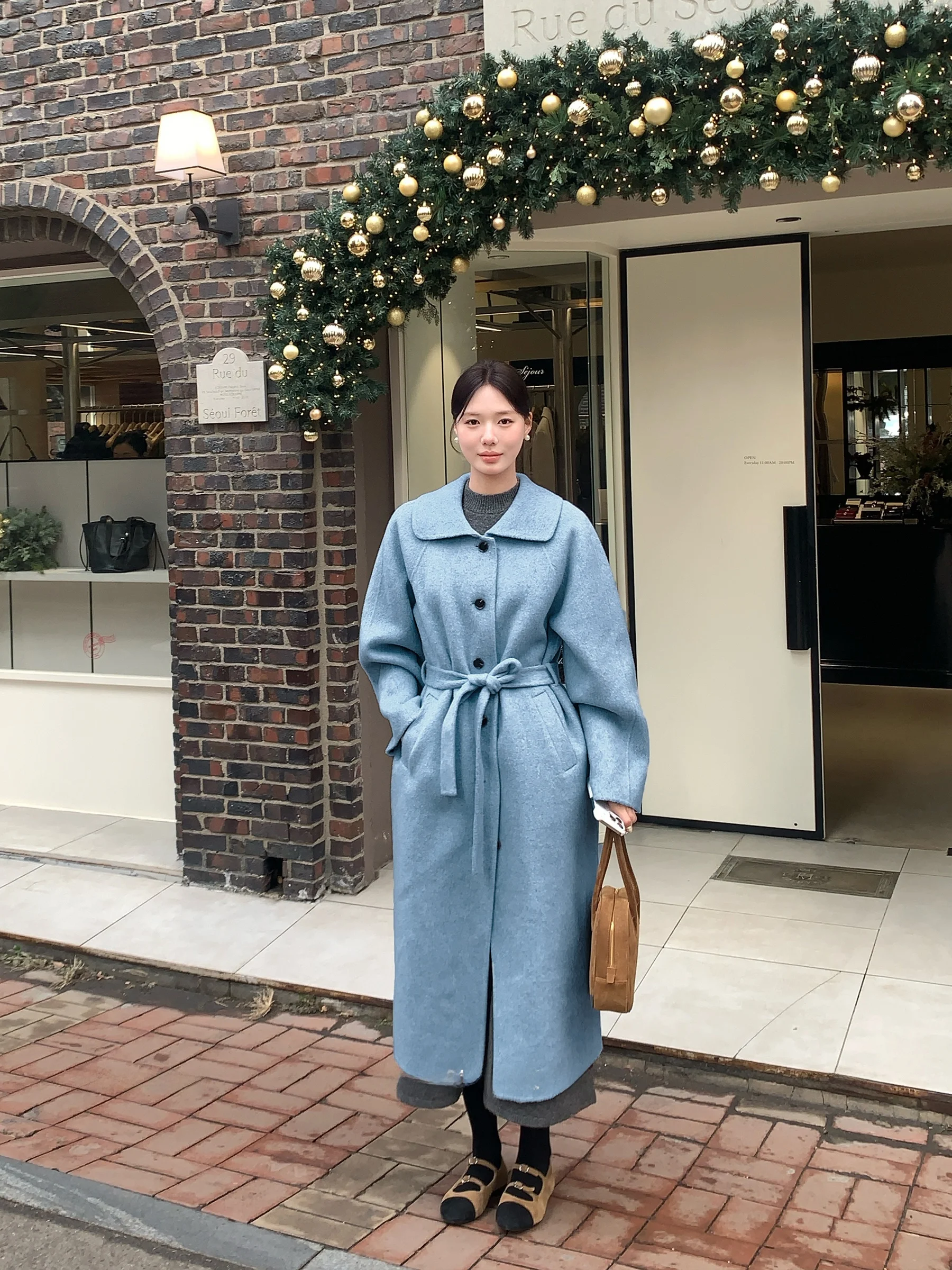 

Ele Double-Faced Woolen Coat for Women Dh Official Iceland Large Flower Print 00% Wool Aosphere Sensation Long Sve ...