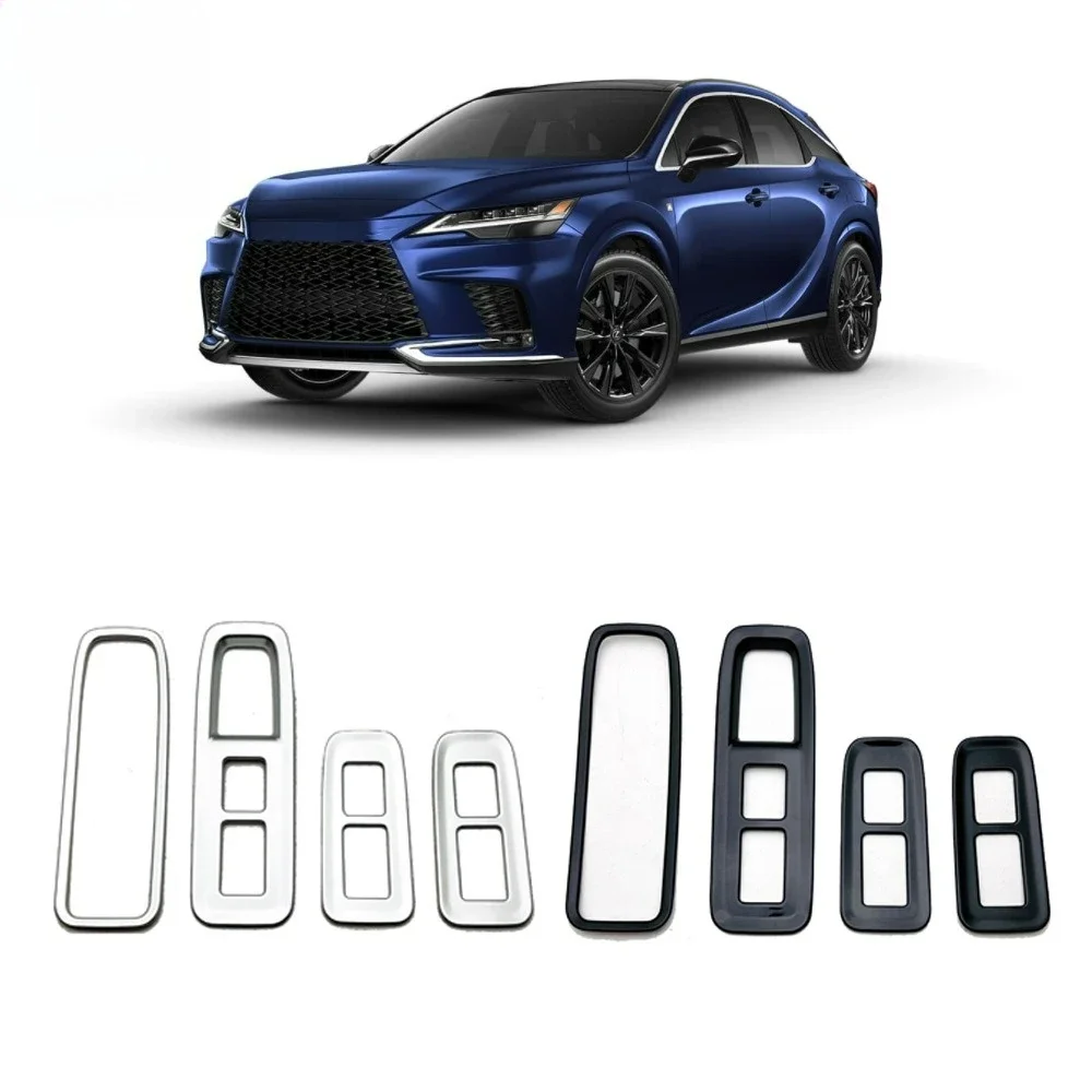 For Lexus RX RX350 RX350h RX450h+ RX500h 2023 2024 2025 Stainless Steel Interior Door Window Switch Cover Trims Glossy Black