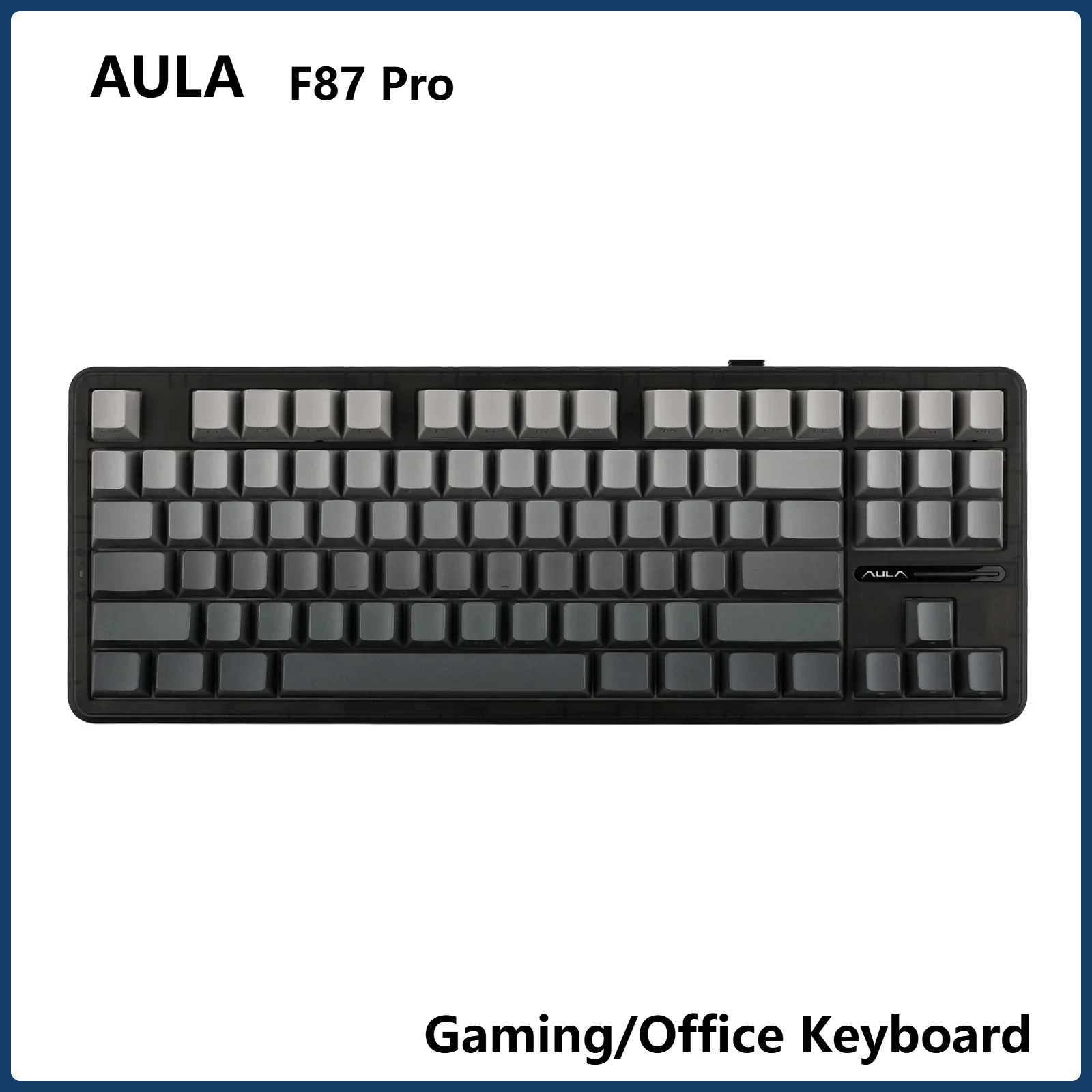 

Игровая клавиатура AULA F87 Pro с тремя режимами, 87 клавиш, колпачки для клавиш из ПБТ с боковой гравировкой, беспроводная механическая серая клавиатура с градиентом