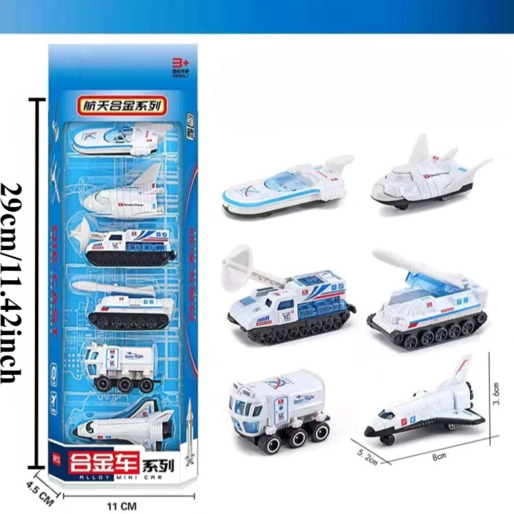 Diecast Space Shuttle Toy Set 6PCS Alloy Spacecraft Model Rocket Toy for Kids Astronaut Role Play Aerospace Model Christmas Gift