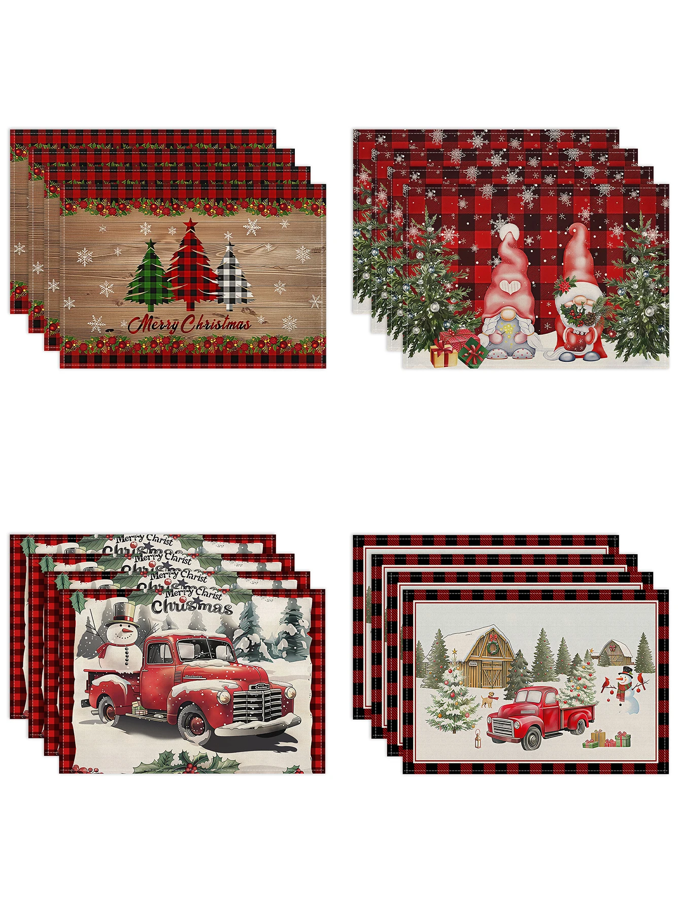 1/4/6 stücke Weihnachten tischset, retro Weihnachten baum Santa Claus muster esstisch anti-rutsch-isolierung matte,