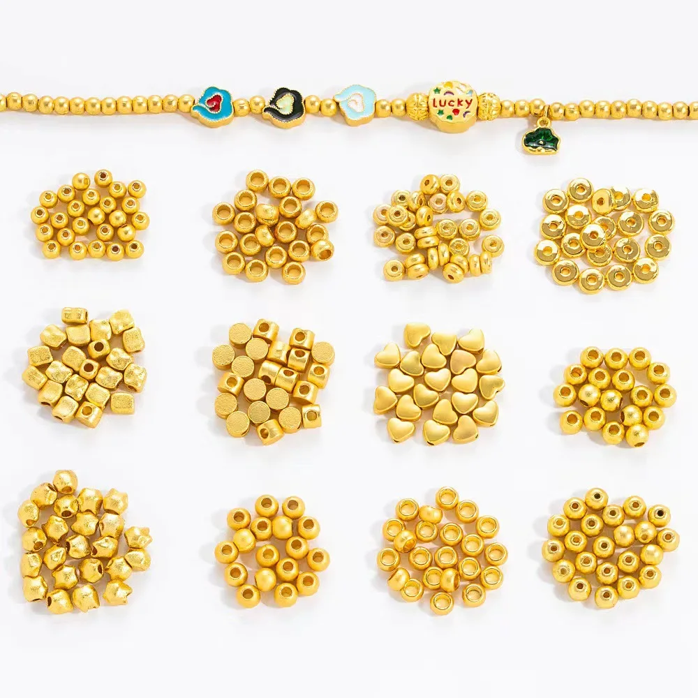 

Ancient color-preserving method, golden dial, round beads, irregular handmade DIY bracelet, necklace accessory and jewelry