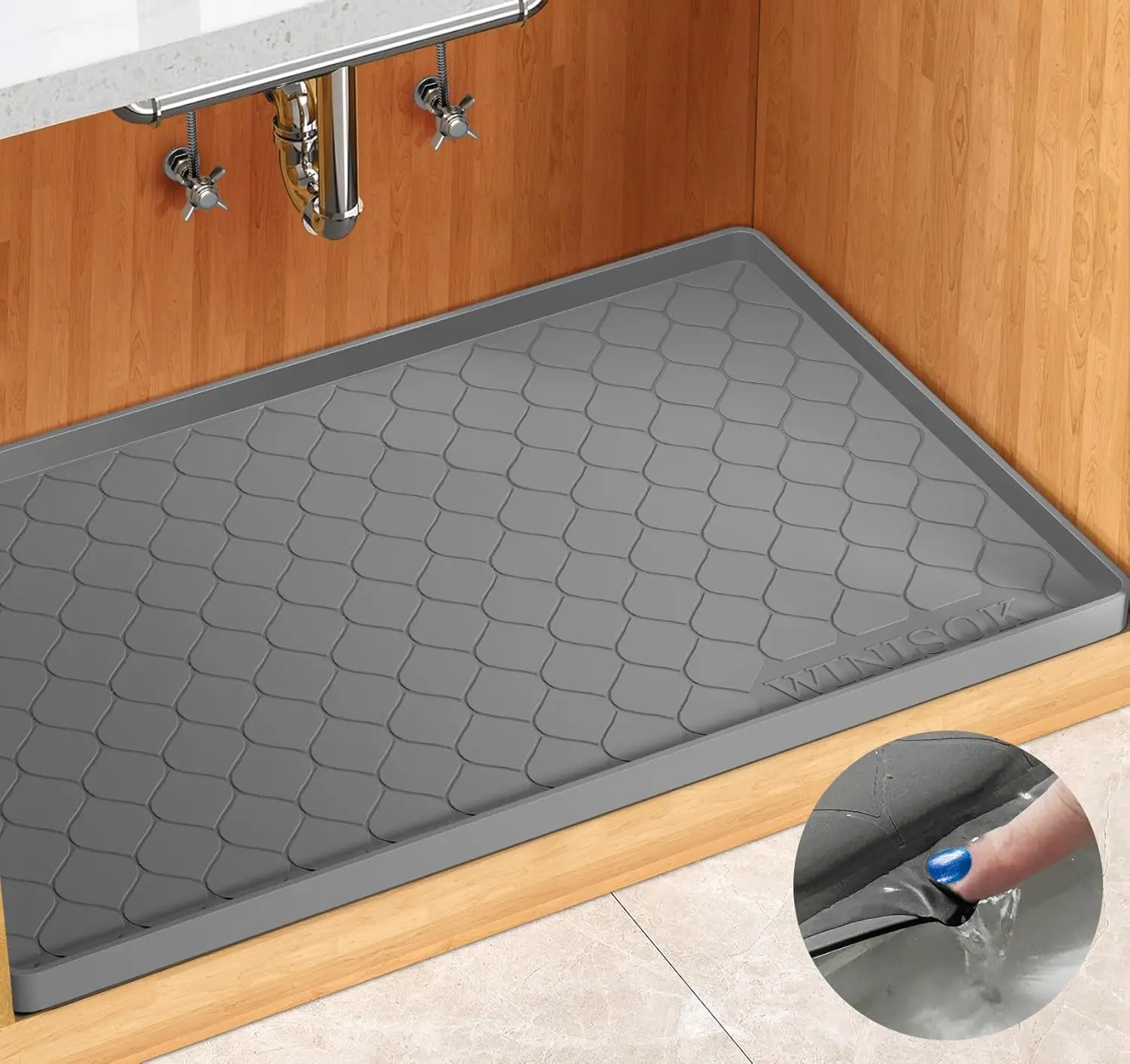 

Silicone Under Sink Mat 34' x 22', kitchen Essentials and Gadgets, Shelf liner and Cabinet Protector