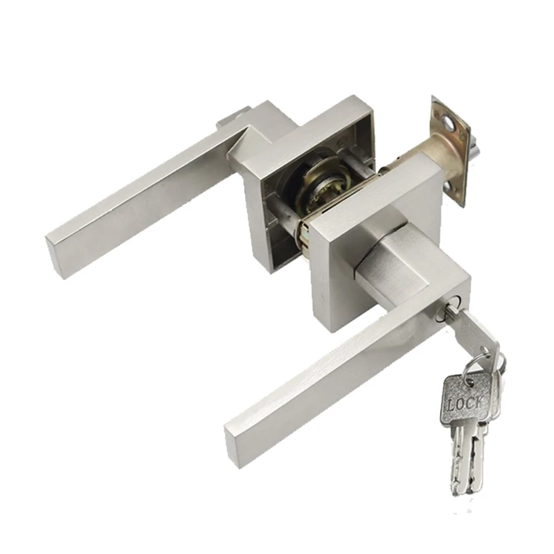 Square Round Zinc Alloy Door Lock Privacy Door Levers Lockset for Key Door Locks Handles for Home Bedroom Bathroom Dropshipping
