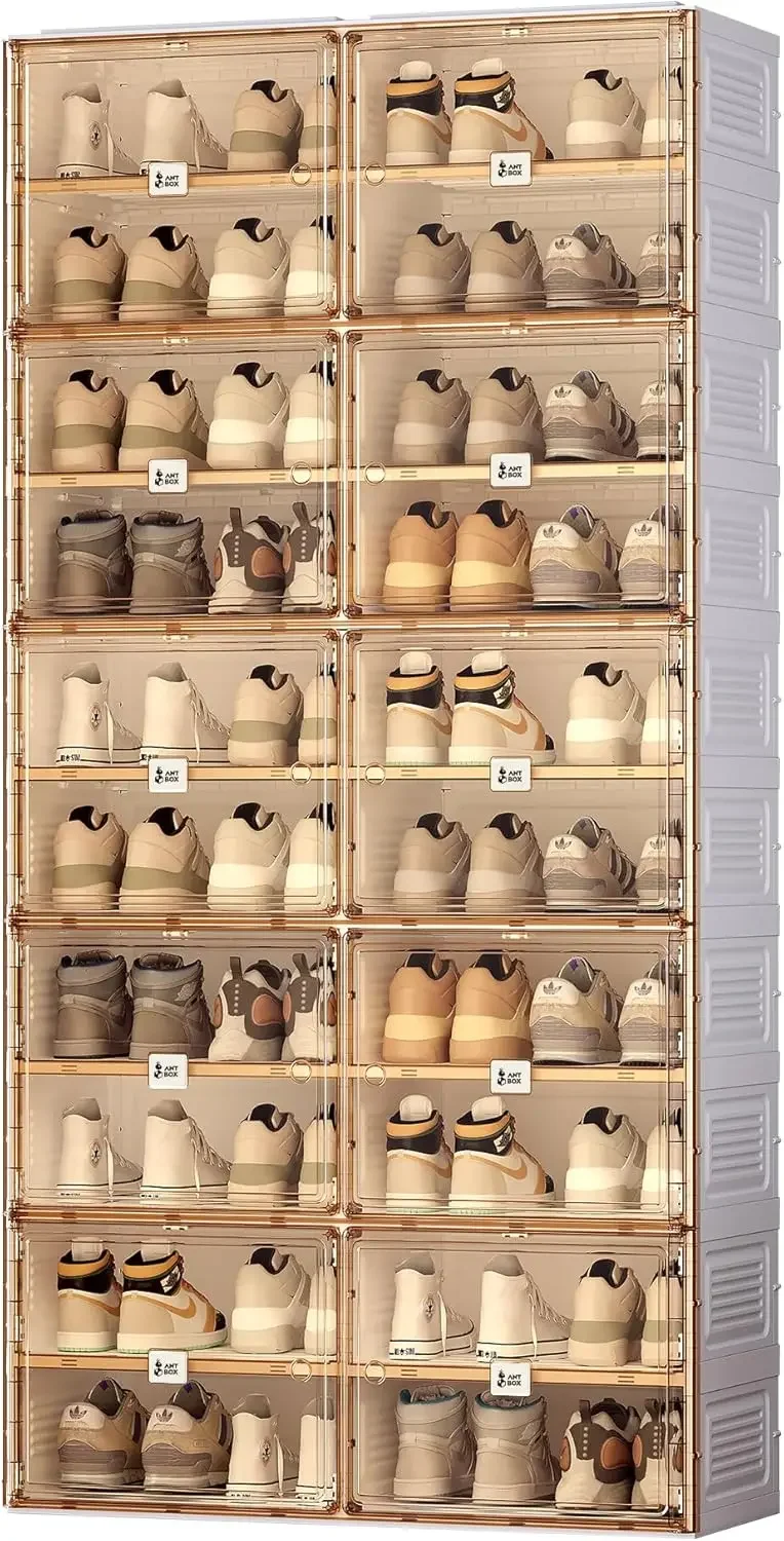 

BestsellerPortable Shoe Rack Organizer for Closet Entryway, Stackable Sneaker Storage Shoe Cabinet with Magnetic Clear Door, Lar